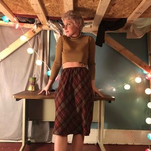 VINTAGE 80s Midi Plaid Skirt